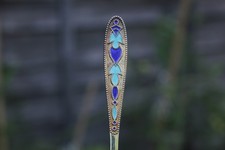 Vintage Russian 875 Silver Gilt and Blue Enamel Spoon 15g Russia Gift Ornate