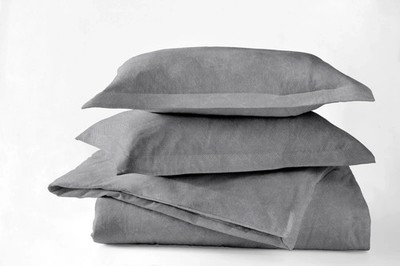 NEW Dormisette King Flannel Duvet Set Luxury German 6oz Cotton- Gray Herringbone