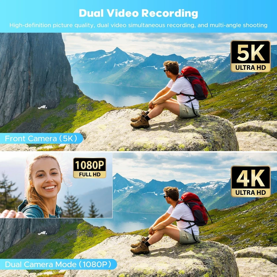 5K Dual Lens  Digital Camcorder Video Camera 56MP Touch Screen for Vlogging 64GB - Image 3 of 4