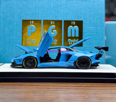 PGM 1:64 Blue Aventador LP700-4 LB Standard Sports Model Diecast Metal Car 