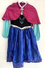 DISNEY Collection Frozen Princess Anna Dress Costume Blue Cape Fur Glitter 9-10