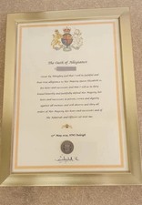 Oath Of Allegiance RN Submariner  (with metal Cap Badge  Shilling)