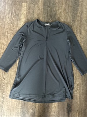 SYMPLI Canada 1/4 Zip Tunic Size 8 Gray/black Jersey Stretch Preppy Classic