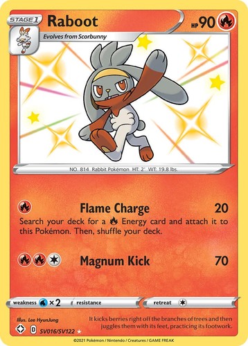 Raboot Holofoil NM Shiny Holo Rare Shining Fates: Shiny Vault SV016/SV122