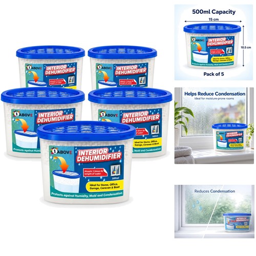 Effortless Moisture Control - 5 Portable 500ml Dehumidifiers for Every Room