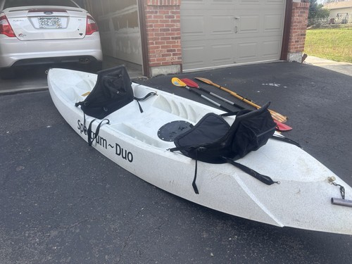 Spectrum Duo Tandem Kayak for Two with Seats and Paddles, Complete Set, White