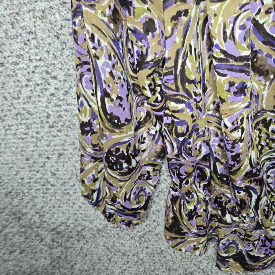 Top Michael Kors para mujer Plus 3X estampado de cachemira púrpura transparente fuera del hombro Foto 3 de 4