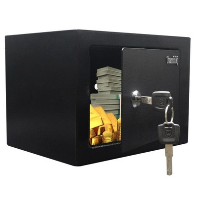 Yuanshikj Safe Box with Key Lock, Steel Security Lock Box, 0.23 Cubic Feet, 9...
