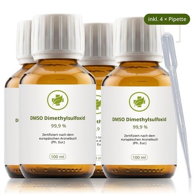 3+1 gratis 100 ml DMSO Dimethylsulfoxid 99,9 % (Ph. Eur.) in Braunglas Flasche