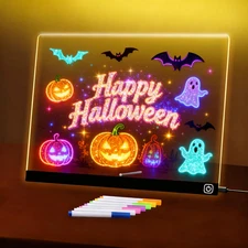 LED Note Board 13.7x10 – Light Up Acrylic Dry Erase Drawing Board 7 Colors Kids