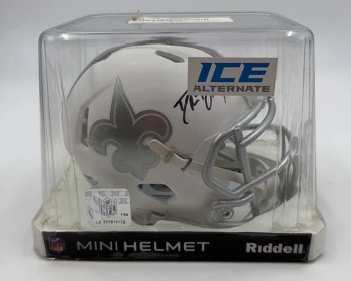 DREW BREES Signed New Orleans Saints ICE Mini Helmet Signature Dog Autos COA