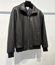 Men s Black  Intrecciato Woven Lambskin Blous...