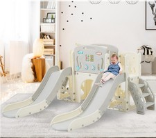 Rutsche Kinderspielplatz 8-in-1 mit Rutsche und Klettergerüst, Meerestier-Design