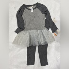 GUESS Girls Size (S) 4- Gray Hearts Outfit Dress & Leggings Gray