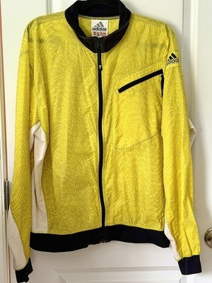 Vtg 90s ADIDAS Equipment Raglan Track Jacket Large Neon Yellow Zip Soccer