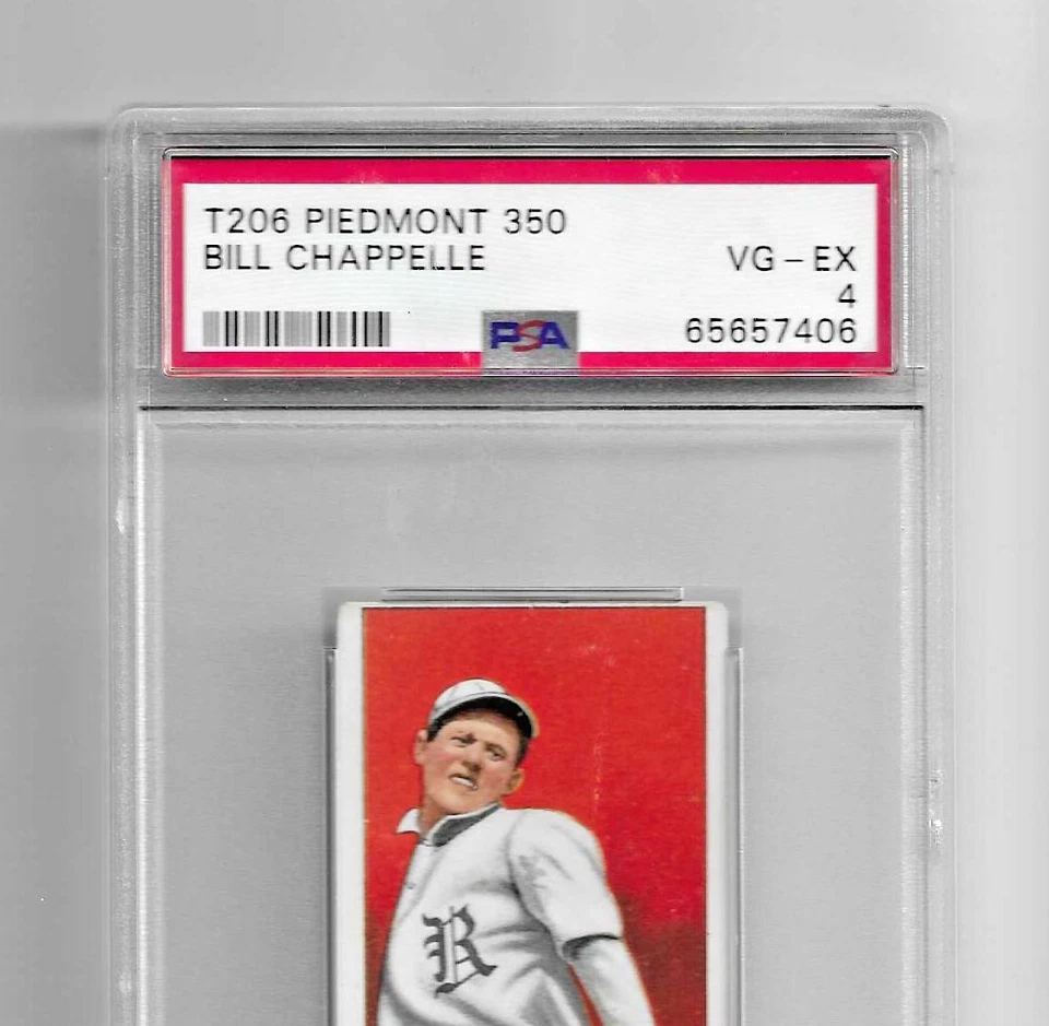 Tarjeta de béisbol 1909-11 T206 Piedmont 350 Tobacco PSA 4 Bill Chappelle Rochester Foto 2 de 4