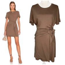 Rails Edie Dress Large 100% Cotton Jersey Short Sleeve Crew Neck Tie Waist