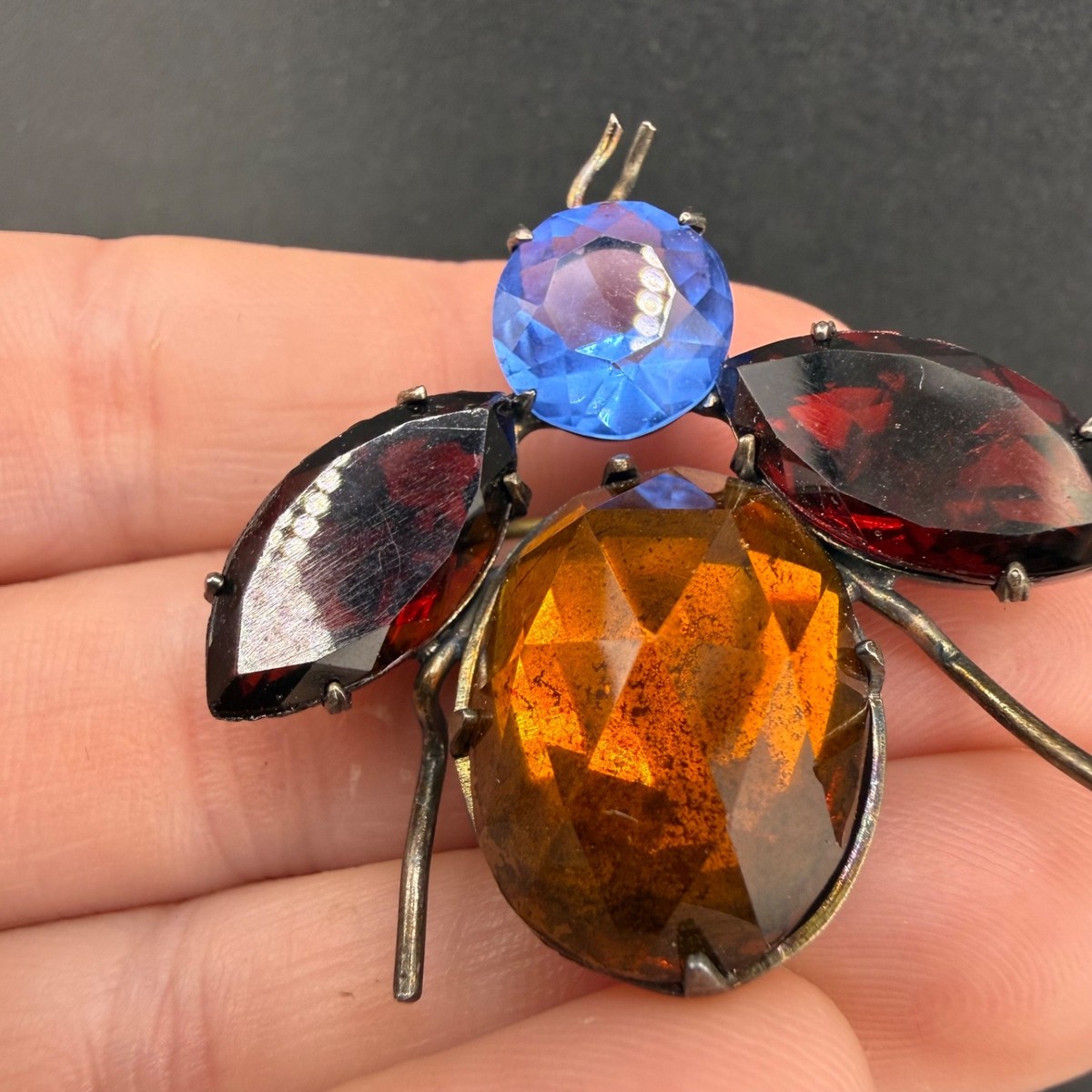 Vintage Bug Brooch Insect Signed Adele Simpson Rhinestone View 5