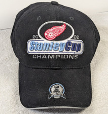 Stanley Cup Champions 2002 Red Wings Hat Cap NHL Hockey Detroit Adjustable Black