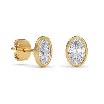 4Ct Oval Diamond Women's Engagement Wedding Stud Earring 14k Yellow Gold Finish