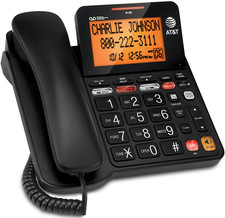 AT T CD4930 Corded Phone Black Caller ID Digital Answering System Large Keys