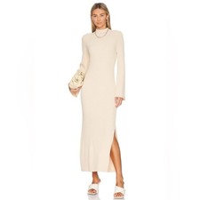 line and dot Penny Ribbed Knit Dress in Natural L NWT