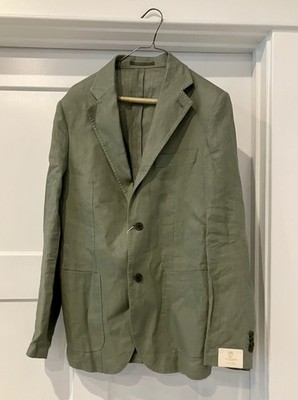 Gutteridge Men's Pure Linen Suit Blazer. Salvia. EU 48. New W/ Tags. From Italy.