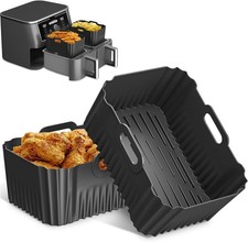 2PCS Silicone Air Fryer Liners for Ninja AF400UK AF451UK DZ400UK 9.5L Reusable