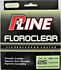 P-Line Floroclear Fishing Line # 25 lb 260 yds Mist Green Fluorocarbon Coated