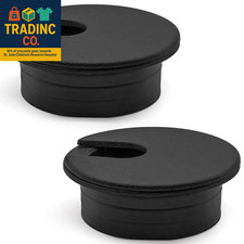 Black Desk Cord Grommets 1-1/2 Inch, Plastic Grommet Cable Hole Cover for Office