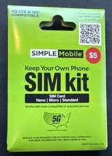 One Simple Mobile Keep Your Own Phone SIM Kit 4G LTE / 5G Android / iPhone Kompatybilny