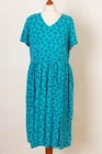 GUDRUN SJODEN Dress Blue Floral Short Sleeve Size XL 13735
