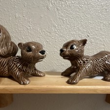 2-Pack Brown Glazed Glossy Ceramic Squirrel F...