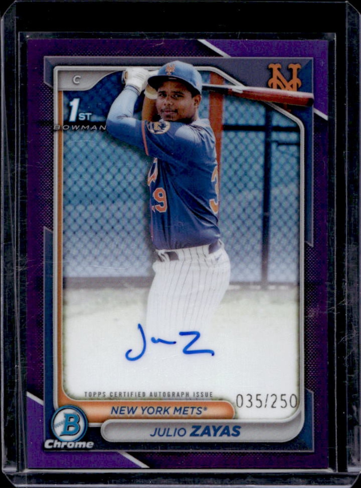 2024 Bowman Chrome Julio Zayas Auto Purple Refractor 1st #35/250 Mets