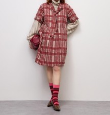 Genuine UNIQLO GU Bow Tie Oversized Dress (Short Sleeve) WINE WOMEN asia size