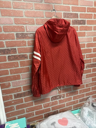 AUTHENTISCH Herren Gucci Logo GG Rot Nylon Kapuze Windbreaker Jacke Gr. 52 L 🔥🔥 - Bild 12 von 21