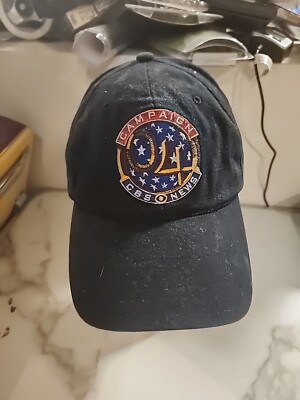 Campaign 04' CBS News Hat Logo Cap White Spell Out Lightweight Strap Back Black