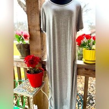 French Atmosphere Plus Grey Heather Pullover Soft Stretch Knit Maxi Dress NWT 2X