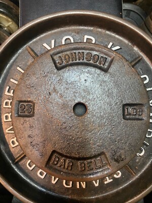 Paires De Disques Olympiques York Barbell 25 Lb (11.3kg) - Vintage Fraisés - États-Unis