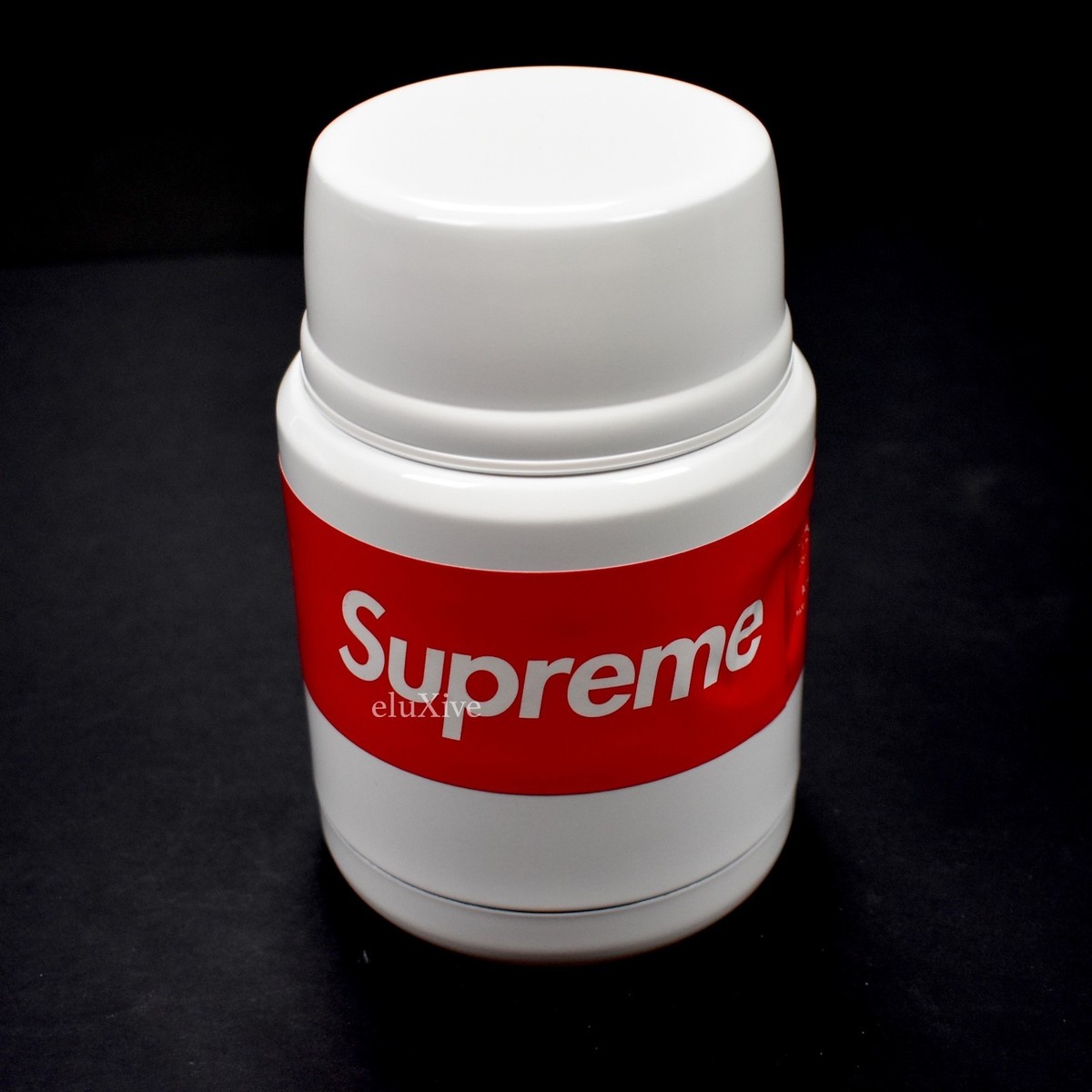 NWT Supreme x Thermos Red Box Logo White Enamel Metal Food