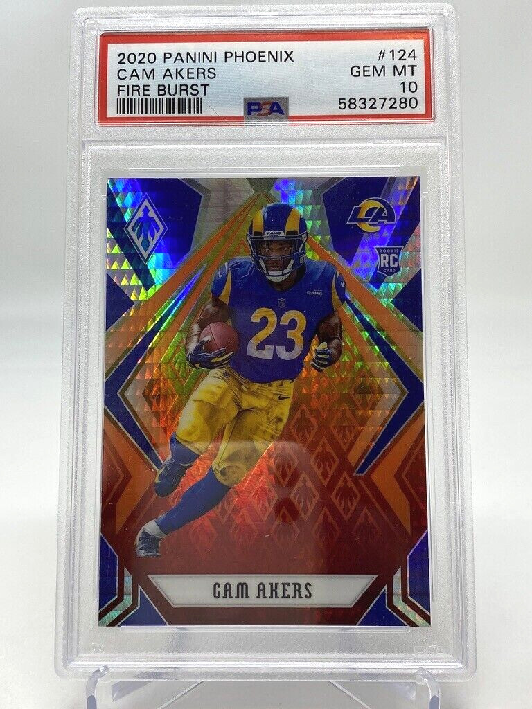 2020 Panini Phoenix #124 Cam Akers Fire Burst PSA 10 Rookie Card RC view 6