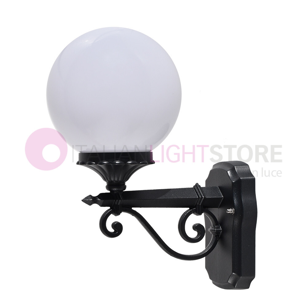 PANAMA Lampada Parete Esterno Antracite Sfera 20cm | Design Applique Opale