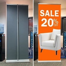 33 ½" x 68-90 INCHES, DELUXE Retractable Banner Stand，Widened Base (Stand ONLY)