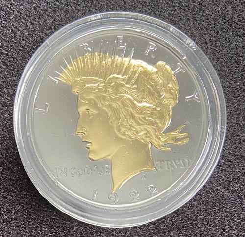 1922 Genuine AU Peace Silver Dollar w/ 24K GOLD & BLACK RUTHENIUM / Box / COA - 第 1/8 張圖片