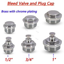 BSP Manual White Chrome Directional Radiator Air Vent Bleed Valve and Plug Cap