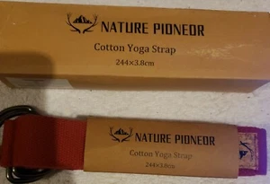 Nature Pioneor 8 feet Combined 2 in 1 Cotton Yoga Mat Strap Red