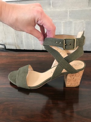 army green block heels