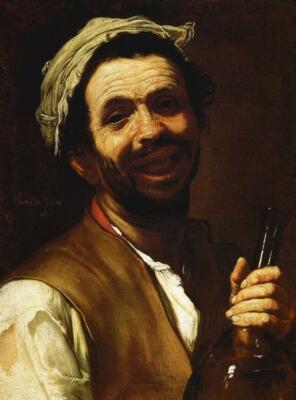 Oil painting El-Espanoleto-Jose-de-Ribera-The-drinker-the-taste old man portrait