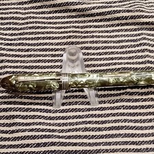 Rare Vintage E FABER USA Green Marble Fountain Pen  18CT Gold Plated Nib