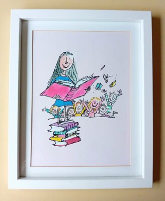Quentin Blake gerahmter Druck von Matilda von Roald Dahl 12 x 15 Zoll
